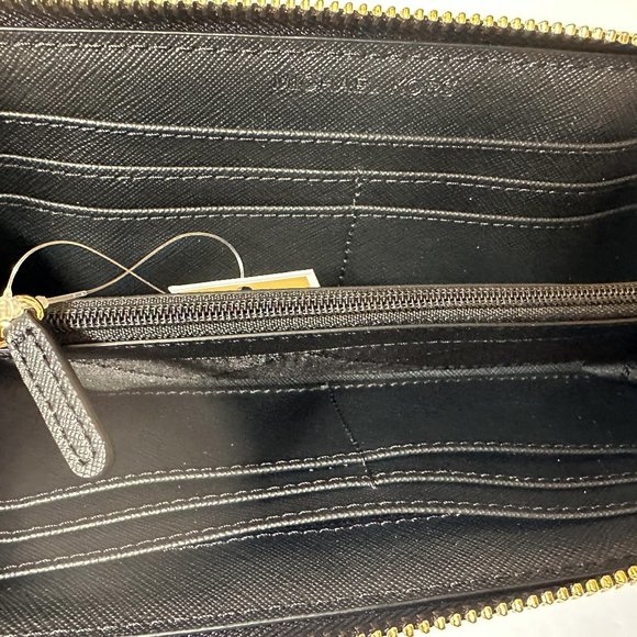 Michael Kors Jet Set Travel Large Three Quarter Zip Leather Wallet Black - Picture 5 of 9